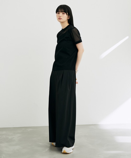 ADAM ET ROPE'（アダムエロペ）の「【サステナブル】シアーコンビプルオーバー（Tシャツ/カットソー・レディース・ホワイト/ブラック/クリーム・FREE）」の5枚目の写真