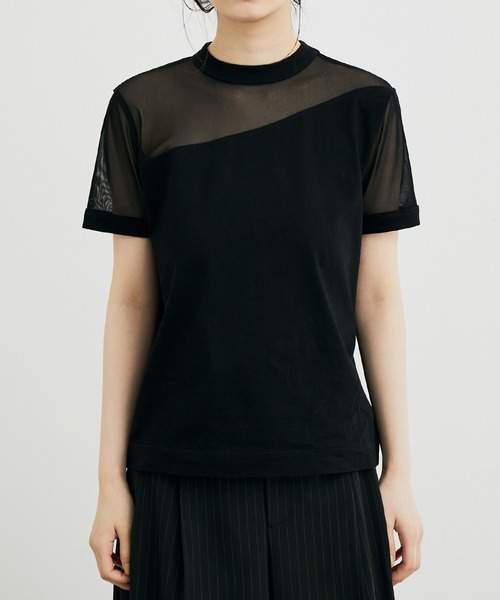 ADAM ET ROPE'（アダムエロペ）の「【サステナブル】シアーコンビプルオーバー（Tシャツ/カットソー・レディース・ホワイト/ブラック/クリーム・FREE）」の9枚目の写真