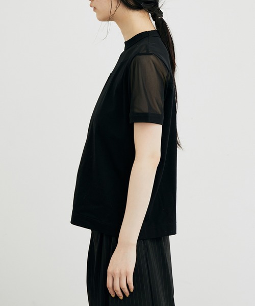 ADAM ET ROPE'（アダムエロペ）の「【サステナブル】シアーコンビプルオーバー（Tシャツ/カットソー・レディース・ホワイト/ブラック/クリーム・FREE）」の10枚目の写真