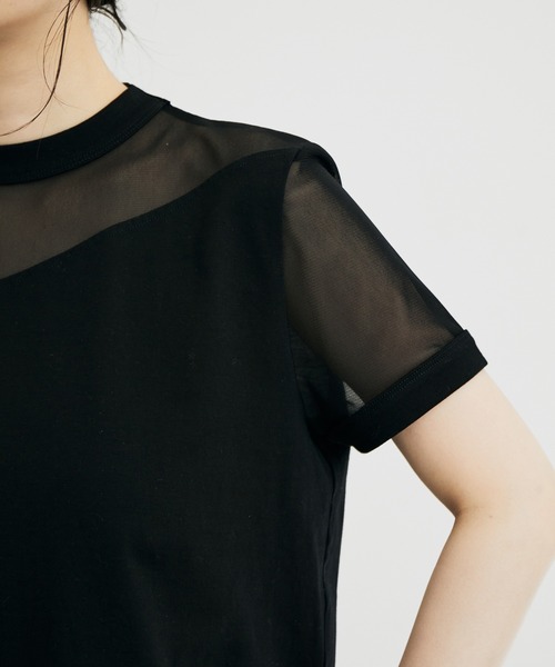 ADAM ET ROPE'（アダムエロペ）の「【サステナブル】シアーコンビプルオーバー（Tシャツ/カットソー・レディース・ホワイト/ブラック/クリーム・FREE）」の13枚目の写真