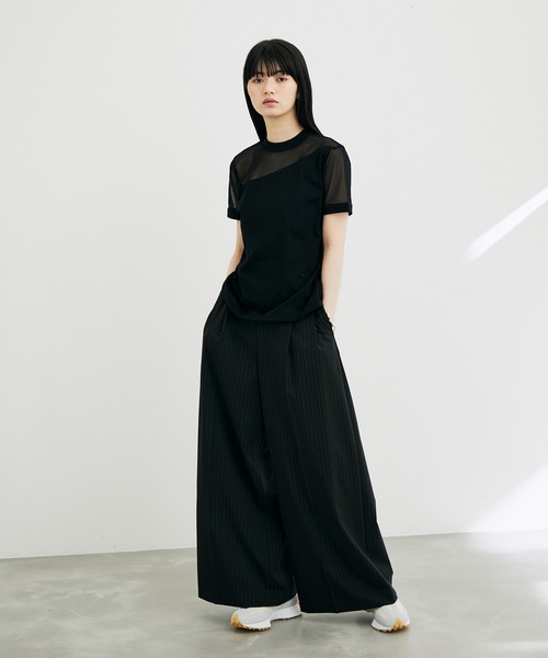 ADAM ET ROPE'（アダムエロペ）の「【サステナブル】シアーコンビプルオーバー（Tシャツ/カットソー・レディース・ホワイト/ブラック/クリーム・FREE）」の18枚目の写真