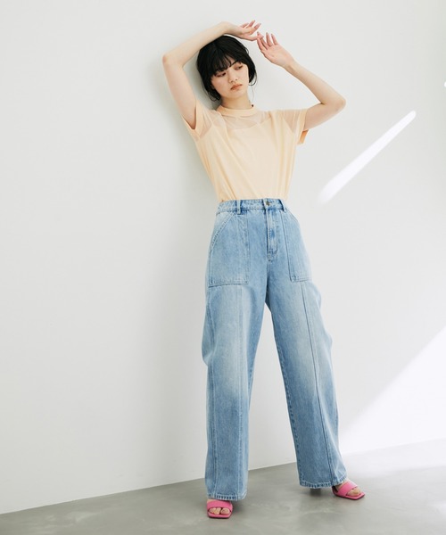 ADAM ET ROPE'（アダムエロペ）の「【サステナブル】シアーコンビプルオーバー（Tシャツ/カットソー・レディース・ホワイト/ブラック/クリーム・FREE）」の20枚目の写真