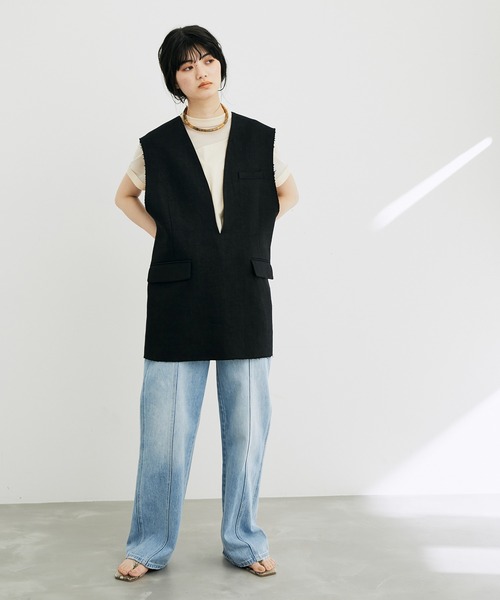 ADAM ET ROPE'（アダムエロペ）の「【サステナブル】シアーコンビプルオーバー（Tシャツ/カットソー・レディース・ホワイト/ブラック/クリーム・FREE）」の21枚目の写真