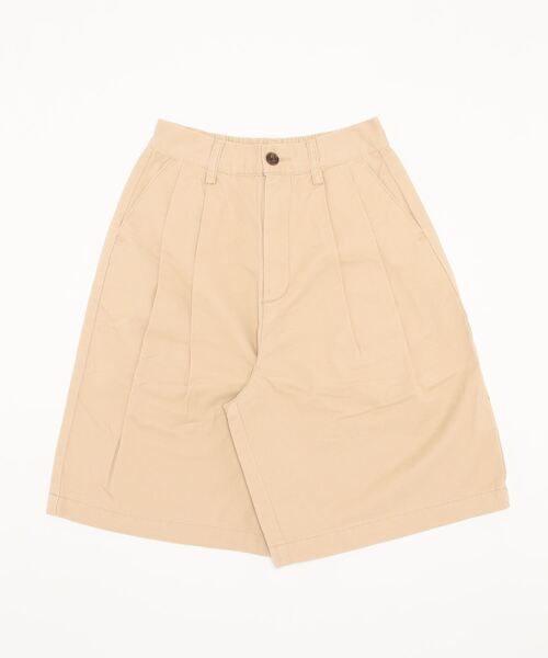 STYLEBLOCK(スタイルブロック)の「綿ツイルタックハーフパンツ(その他パンツ・レディース・ブラック/ホワイト系その他/ベージュ・M)」の1枚目の写真