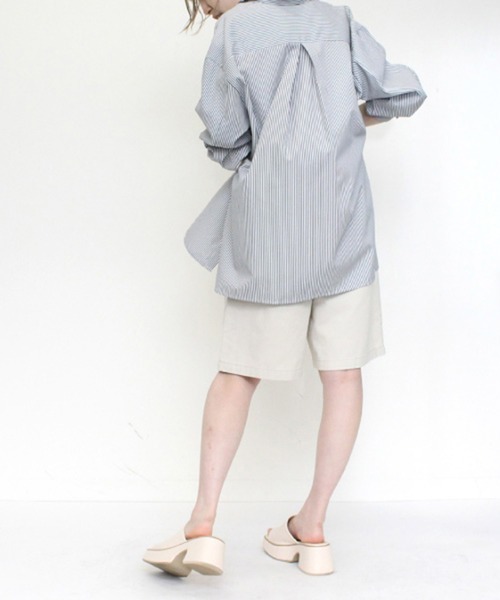 STYLEBLOCK(スタイルブロック)の「綿ツイルタックハーフパンツ(その他パンツ・レディース・ブラック/ホワイト系その他/ベージュ・M)」の6枚目の写真
