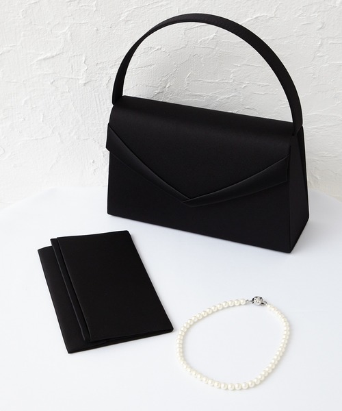 喪服用 Web限定 喪服用 Web限定 V字デザインブラックフォーマルバッグ3点