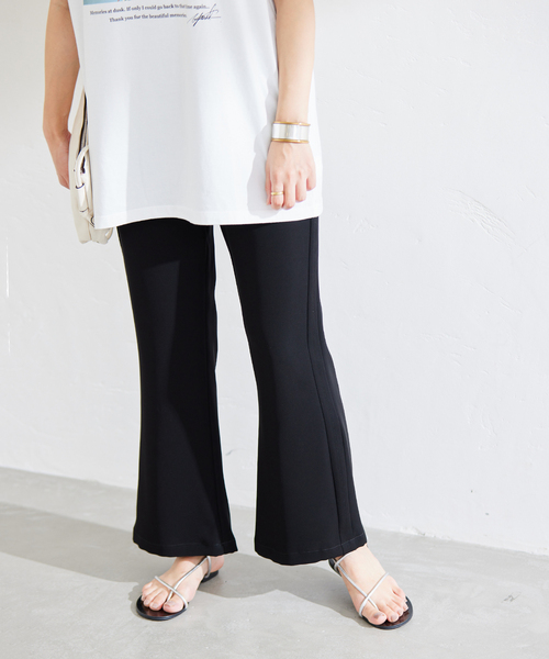 JOURNAL STANDARD（ジャーナルスタンダード）の「ツイルダブルクロスイージーフレアパンツ（その他パンツ・レディース・ブラック/グリーン・38/36）」の2枚目の写真