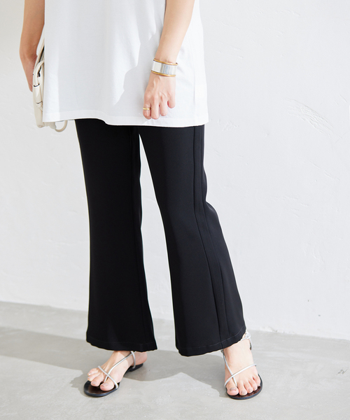 JOURNAL STANDARD（ジャーナルスタンダード）の「ツイルダブルクロスイージーフレアパンツ（その他パンツ・レディース・ブラック/グリーン・38/36）」の3枚目の写真
