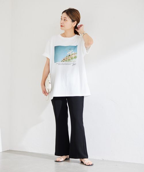 JOURNAL STANDARD（ジャーナルスタンダード）の「ツイルダブルクロスイージーフレアパンツ（その他パンツ・レディース・ブラック/グリーン・38/36）」の4枚目の写真