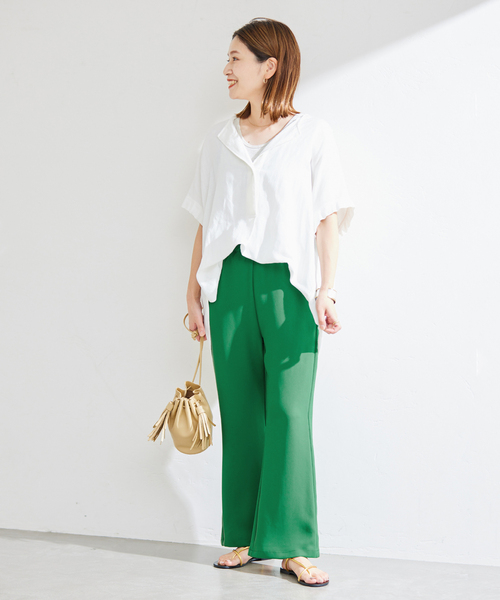 JOURNAL STANDARD（ジャーナルスタンダード）の「ツイルダブルクロスイージーフレアパンツ（その他パンツ・レディース・ブラック/グリーン・38/36）」の8枚目の写真