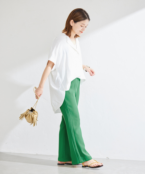 JOURNAL STANDARD（ジャーナルスタンダード）の「ツイルダブルクロスイージーフレアパンツ（その他パンツ・レディース・ブラック/グリーン・38/36）」の9枚目の写真