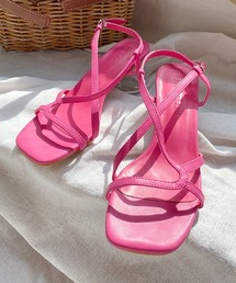 アシメストラップクリアヒールサンダル