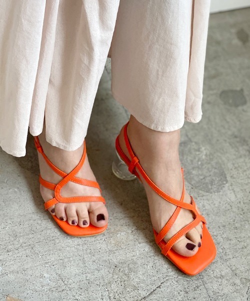 Futier land（フューティアランド）の「アシメストラップクリアヒールサンダル（サンダル・レディース・ブラック/ピンク/オレンジ/アイボリー・40/38/39/36/37）」の10枚目の写真