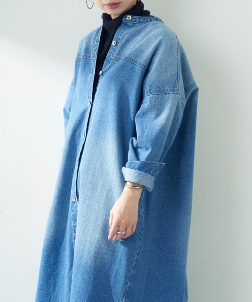 COLLAGE GALLARDAGALANTE（コラージュガリャルダガランテ）の「デニムシャツワンピース/Q.anos/WEB限定（シャツワンピース・レディース・ブルー/ブラック/ベージュ・FREE）」の12枚目の写真