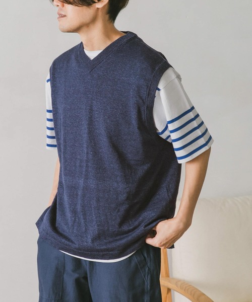 URBAN RESEARCH DOORS(アーバンリサーチドアーズ)の「インディゴライクVネックベスト(ベスト・メンズ・ブラック/グレー/インディゴブルー/ブルー・MEDIUM/LARGE)」の3枚目の写真