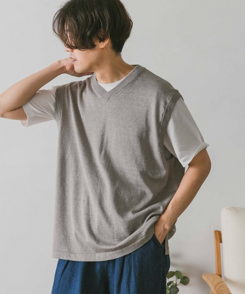 URBAN RESEARCH DOORS(アーバンリサーチドアーズ)の「インディゴライクVネックベスト(ベスト・メンズ・ブラック/グレー/インディゴブルー/ブルー・MEDIUM/LARGE)」の5枚目の写真