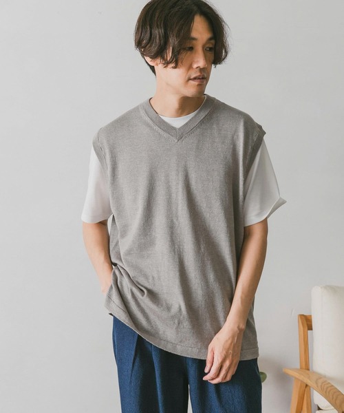 URBAN RESEARCH DOORS(アーバンリサーチドアーズ)の「インディゴライクVネックベスト(ベスト・メンズ・ブラック/グレー/インディゴブルー/ブルー・MEDIUM/LARGE)」の6枚目の写真