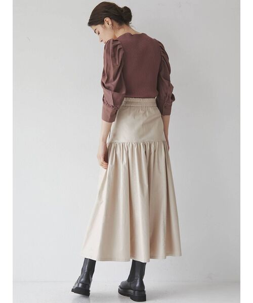 LAGUNAMOON(ラグナムーン)の「チンツギャザーマキシスカート(スカート・レディース・ブラック/ベージュ/カーキ・SMALL/MEDIUM)」の9枚目の写真