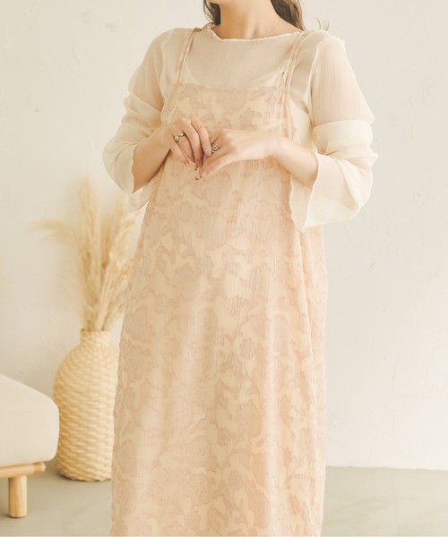 Ambre Neige(アンブルネージュ)の「オパールシアーキャミワンピース/【WEB/EC限定商品】(ワンピース・レディース・ブラック/ライトピンク/ライトベージュ・FREE)」の8枚目の写真