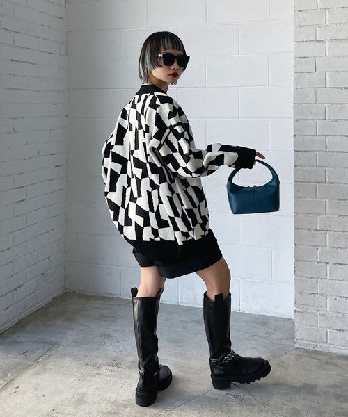 PAGEBOY（ページボーイ）の「チェーンロングブーツ（ブーツ・レディース・ブラック/オフホワイト・M/L）」の7枚目の写真