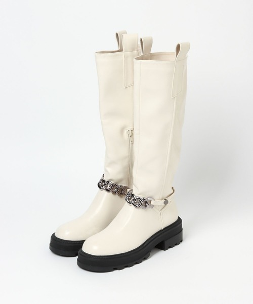 PAGEBOY（ページボーイ）の「チェーンロングブーツ（ブーツ・レディース・ブラック/オフホワイト・M/L）」の8枚目の写真