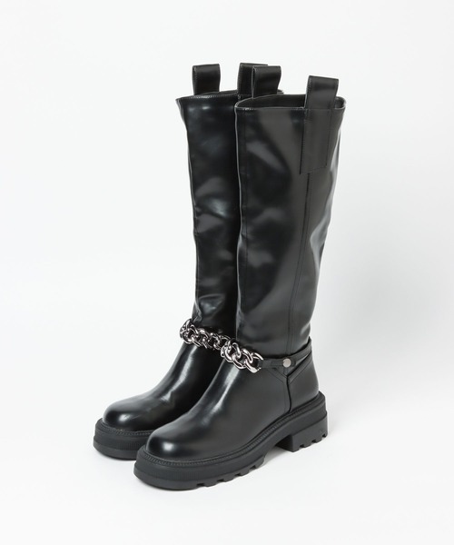 PAGEBOY（ページボーイ）の「チェーンロングブーツ（ブーツ・レディース・ブラック/オフホワイト・M/L）」の9枚目の写真