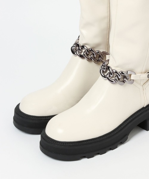 PAGEBOY（ページボーイ）の「チェーンロングブーツ（ブーツ・レディース・ブラック/オフホワイト・M/L）」の21枚目の写真