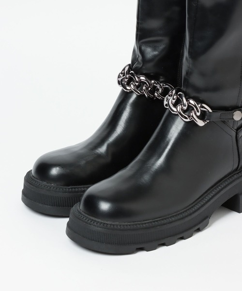 PAGEBOY（ページボーイ）の「チェーンロングブーツ（ブーツ・レディース・ブラック/オフホワイト・M/L）」の22枚目の写真