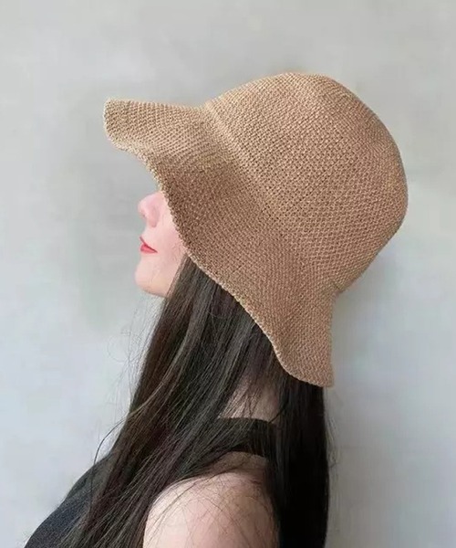 Auntie Rosa（アンティローザ）の「カゴ編みバケットハット（ハット・レディース・ホワイト/ブラック/ベージュ/ブラウン・FREE）」の4枚目の写真