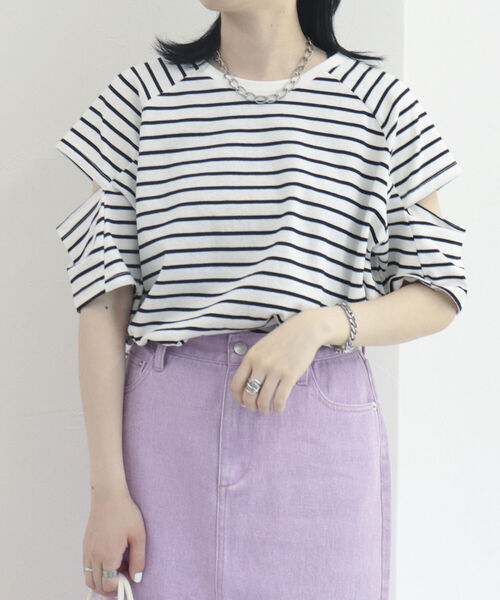 fredy emue(フレディエミュ)の「カットアウトボーダーTシャツ(Tシャツ/カットソー・レディース・ホワイト系その他/ブラック系その他/グリーン系その他・38)」の15枚目の写真