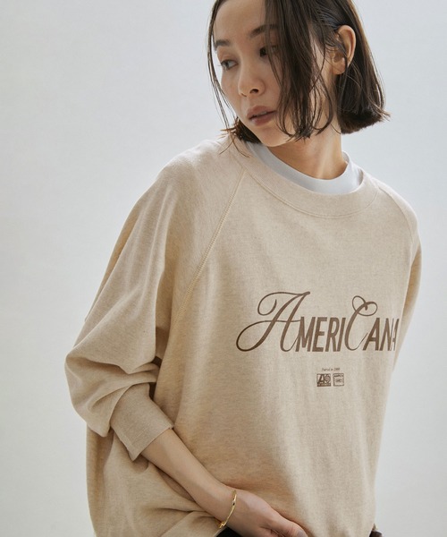 AMERICANA（アメリカーナ）の「【Americana for SALON】[ご好評につき追加決定！]別注サイドジップロゴスウェット（スウェット・レディース・グレー/オフホワイト/ブラウン・FREE）」の5枚目の写真