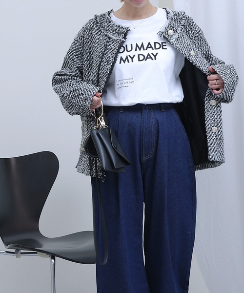 COLONY 2139（コロニートゥーワンスリーナイン）の「セットアップ対応 / ツイードジャケット（ノーカラージャケット・レディース・ブラック/ブラック系その他・FREE）」の3枚目の写真