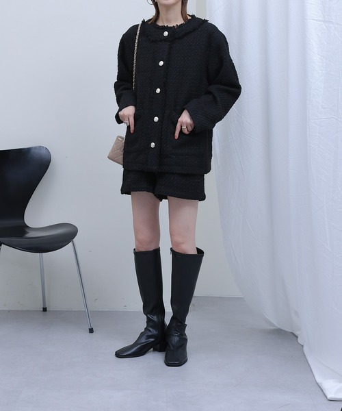 COLONY 2139（コロニートゥーワンスリーナイン）の「セットアップ対応 / ツイードジャケット（ノーカラージャケット・レディース・ブラック/ブラック系その他・FREE）」の20枚目の写真
