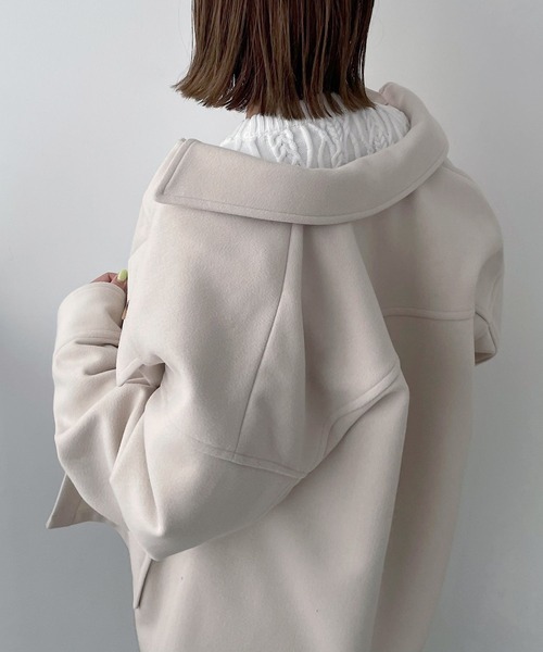 PAGEBOY（ページボーイ）の「ウーリーテックワークコート（ダウンジャケット/コート・レディース・オフホワイト/ブラック・FREE）」の4枚目の写真