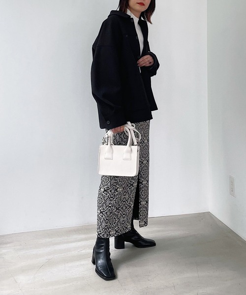 PAGEBOY（ページボーイ）の「ウーリーテックワークコート（ダウンジャケット/コート・レディース・オフホワイト/ブラック・FREE）」の8枚目の写真