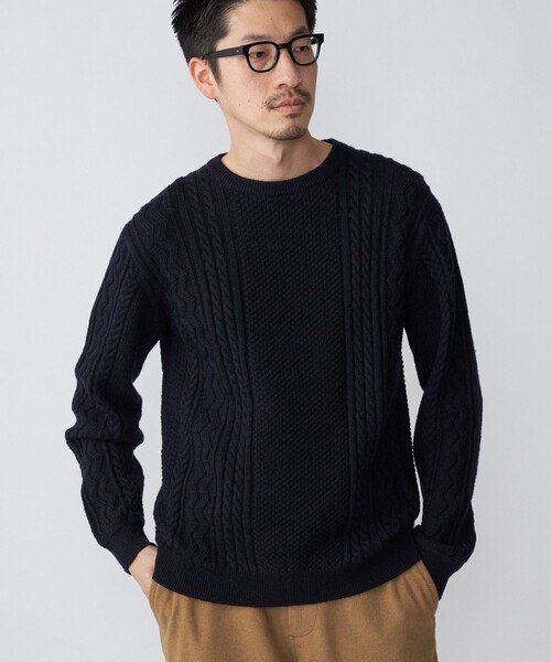 SHIPS（シップス）の「SHIPS:〈洗濯可能〉ランダムアラン クルーネック プルオーバー ニット（ニット/セーター・メンズ・ダークグリーン/ネイビー/グレー/オフホワイト・SMALL/MEDIUM/LARGE/X-LARGE）」の4枚目の写真