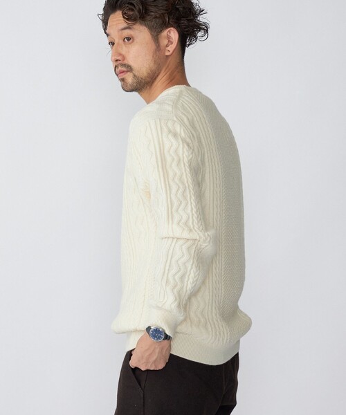 SHIPS（シップス）の「SHIPS:〈洗濯可能〉ランダムアラン クルーネック プルオーバー ニット（ニット/セーター・メンズ・ダークグリーン/ネイビー/グレー/オフホワイト・SMALL/MEDIUM/LARGE/X-LARGE）」の6枚目の写真