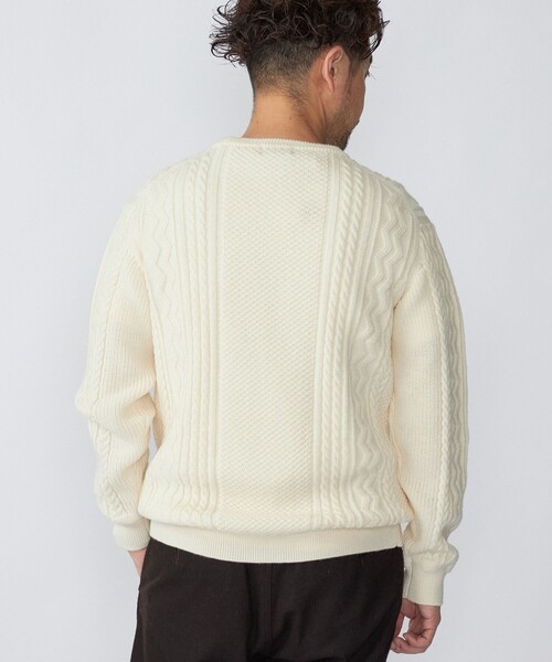 SHIPS（シップス）の「SHIPS:〈洗濯可能〉ランダムアラン クルーネック プルオーバー ニット（ニット/セーター・メンズ・ダークグリーン/ネイビー/グレー/オフホワイト・SMALL/MEDIUM/LARGE/X-LARGE）」の7枚目の写真