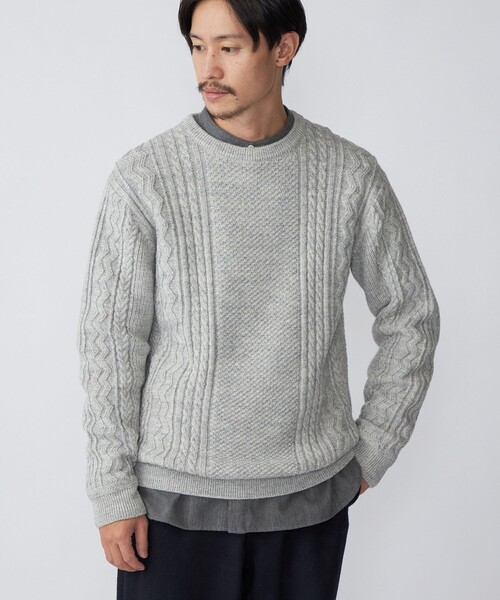 SHIPS（シップス）の「SHIPS:〈洗濯可能〉ランダムアラン クルーネック プルオーバー ニット（ニット/セーター・メンズ・ダークグリーン/ネイビー/グレー/オフホワイト・SMALL/MEDIUM/LARGE/X-LARGE）」の13枚目の写真