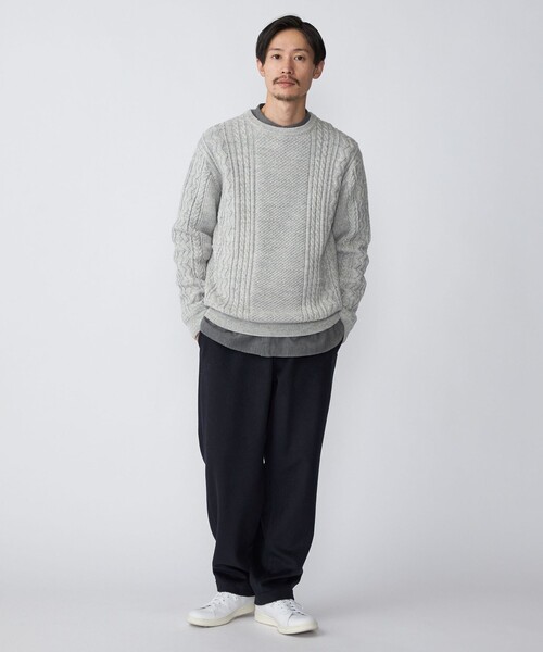 SHIPS（シップス）の「SHIPS:〈洗濯可能〉ランダムアラン クルーネック プルオーバー ニット（ニット/セーター・メンズ・ダークグリーン/ネイビー/グレー/オフホワイト・SMALL/MEDIUM/LARGE/X-LARGE）」の14枚目の写真