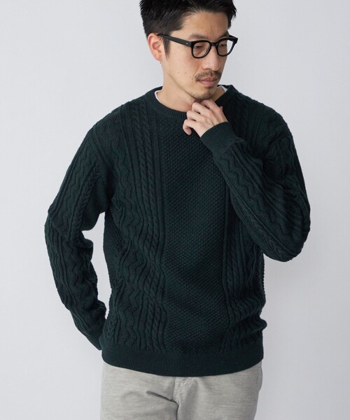 SHIPS（シップス）の「SHIPS:〈洗濯可能〉ランダムアラン クルーネック プルオーバー ニット（ニット/セーター・メンズ・ダークグリーン/ネイビー/グレー/オフホワイト・SMALL/MEDIUM/LARGE/X-LARGE）」の15枚目の写真