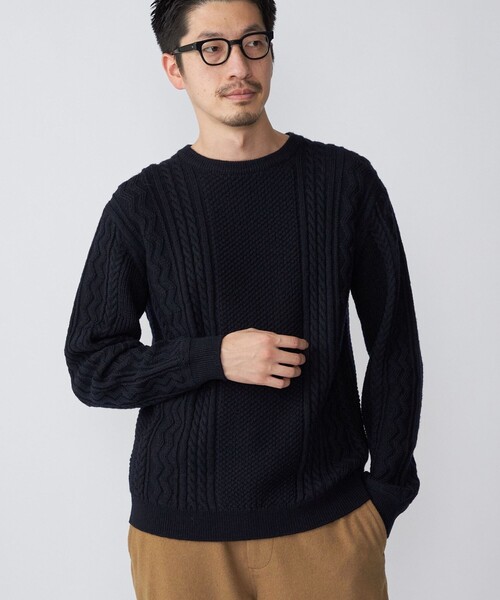 SHIPS（シップス）の「SHIPS:〈洗濯可能〉ランダムアラン クルーネック プルオーバー ニット（ニット/セーター・メンズ・ダークグリーン/ネイビー/グレー/オフホワイト・SMALL/MEDIUM/LARGE/X-LARGE）」の17枚目の写真