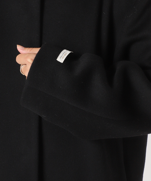 セール】□別注LANA WOOL 140 クルーネックコート（ノーカラーコート