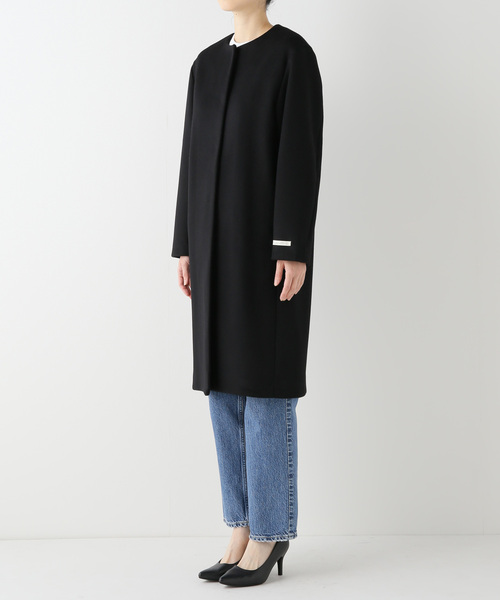 セール】□別注LANA WOOL 140 クルーネックコート(ノーカラーコート セール】□別注LANA WOOL 140 クルーネックコート(ノーカラーコート