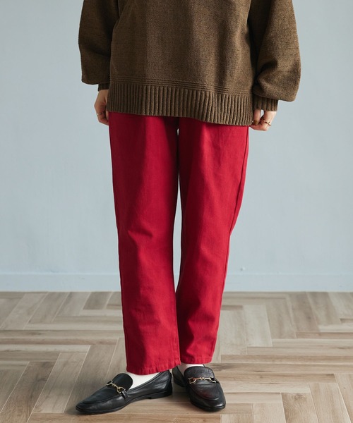 CRAFT STANDARD BOUTIQUE（クラフトスタンダードブティック）の「ツイルタックパンツ　＊（スラックス・レディース・バーガンディー/グリーン/モカ/マスタード/ブラック・FREE）」の5枚目の写真