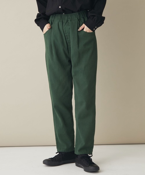 CRAFT STANDARD BOUTIQUE（クラフトスタンダードブティック）の「ツイルタックパンツ　＊（スラックス・レディース・バーガンディー/グリーン/モカ/マスタード/ブラック・FREE）」の3枚目の写真