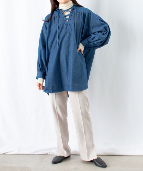 LUCA/LADY LUCK LUCA(ルカ/レディラックルカ)の「LC/LLL パウダースリットテーパードパンツ(スラックス・レディース・ダークブルー/ライトグレー・36(S)/38(M))」の18枚目の写真