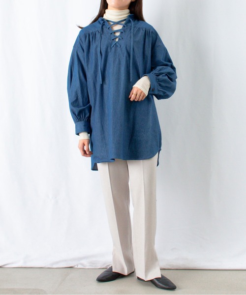 LUCA/LADY LUCK LUCA(ルカ/レディラックルカ)の「LC/LLL パウダースリットテーパードパンツ(スラックス・レディース・ダークブルー/ライトグレー・36(S)/38(M))」の19枚目の写真