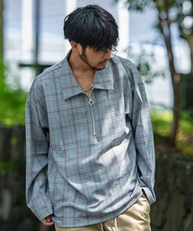 『CavariA/キャバリア』チェック柄ハーフジップビッグシャツ