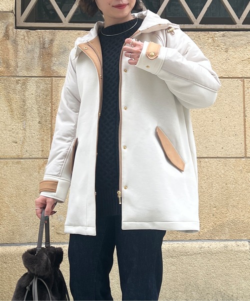 Chez toi(シェトワ)の「ウォッシャブル中綿×ダンボールフードジャケット(ダウンジャケット/コート・レディース・ブラック/ベージュ/アイボリー・FREE)」の1枚目の写真